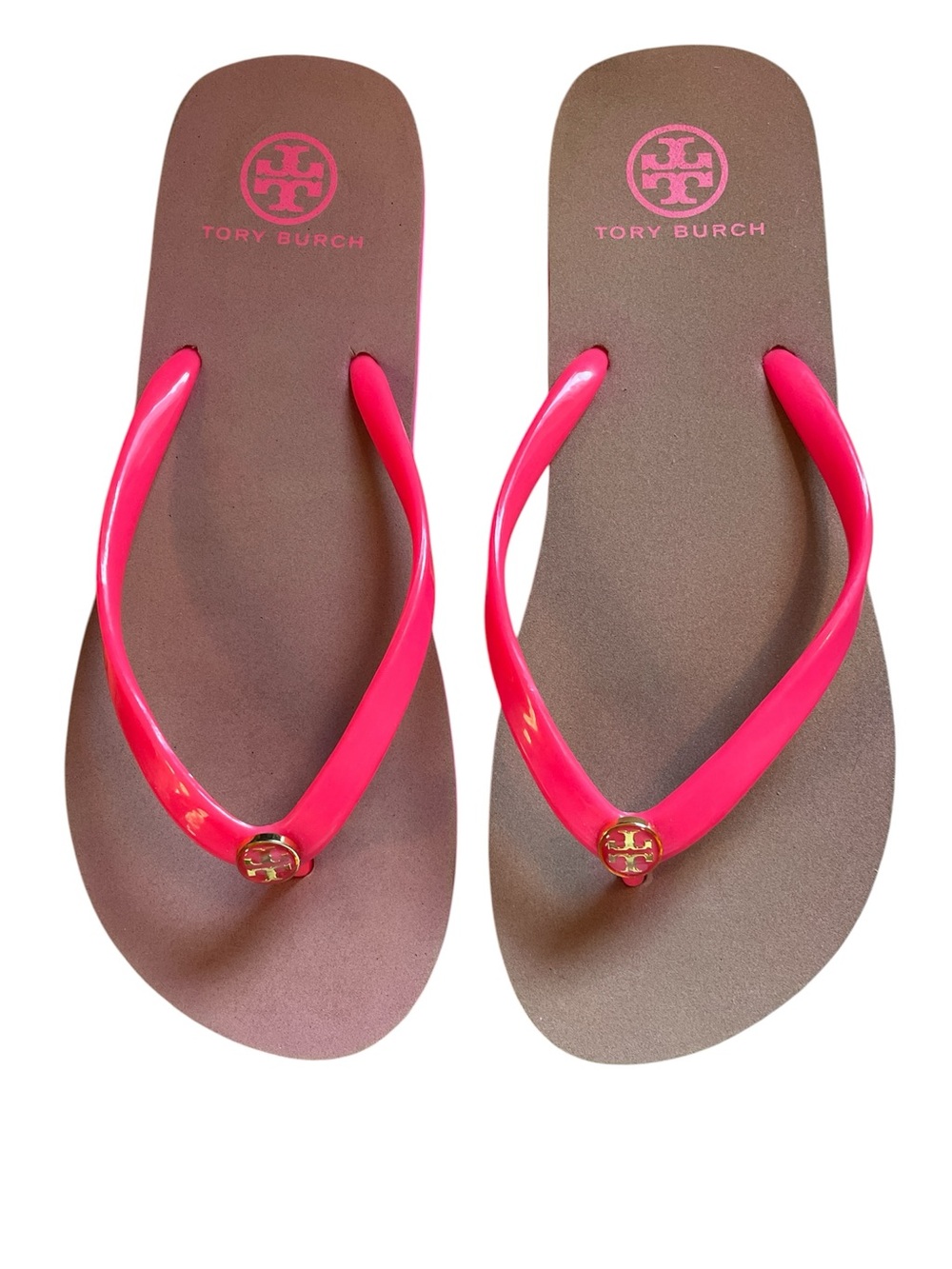 Tory Burch EVA Flip Flops with Hot Pink Straps